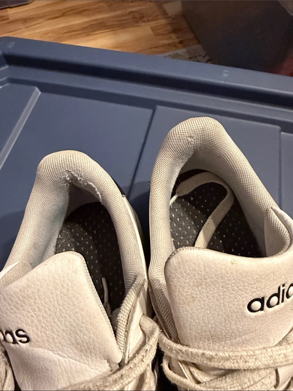 adidas White Sneakers with Black Stripes